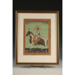 North India, a miniature of a Moghul prince on horse, Period, ca. 19th century