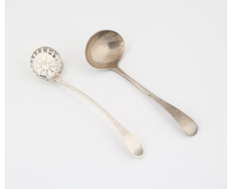 Georgian silver sauce ladle, London 1801 and silver ladle, 1802.