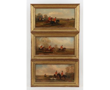 Rudolf Stone (British 1838-1914), Hunting scenes, three, oil on panel, all signed, each 12cm x 25cm (3) FramedCondition Repor