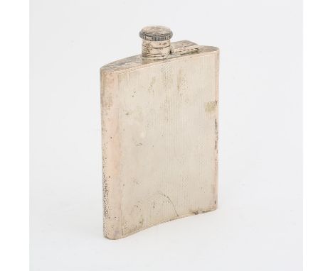 George VI engine turned spirit flask by Mappin & Web Birmingham 1940, 7oz 214gm ( engraved with initials JFL )