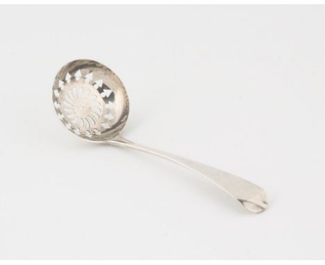 George III silver sifter ladle by Alice and George Burrows. London, 1804.