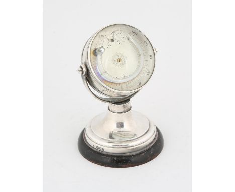 Late Victorian silver and glass ball desk barometer / thermometer by Ross and Co. 111 New Bond Street, London W. London 1895C