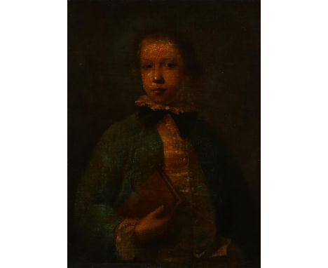 English School (late 18th century), Portrait of a young man, oil on canvas laid on board, label verso 'Desmond Cokes Collecti