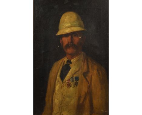 Joseph Farquharson  (1846-1935). Portrait of a member of the Girdwood family, in Colonial dress, with decorations, oil on can