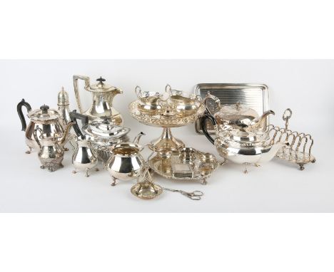Mixed lot of silver plated items to include, tea service, salver, and other items (qty)