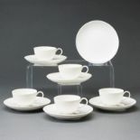 5 Mokkaobertassen und 6 Untertassen - Urbino. KPM Berlin Berlin / Selb 1943-1957.