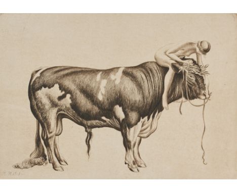 Richard Müller1874 Tschirnitz a. d. Eger - 1954 Dresden - "Die Stärkere". 1918 - Radierung/Papier. 18,8 x 26,7 cm, 29,7 x 50,