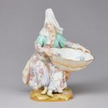 Türkin mit Schale - Salzgefäß . Meissen 1850-1924.