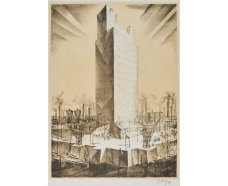 Karl GröningHamburg 1897 - 1980 - Hamburger Hafen - Lithografie/Papier. 36,7 x 26,9 cm, 40,1 x 29,5 cm (Blattmaß). Sign. u. d