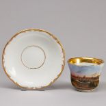 Ansichtentasse mit Untertasse - Hildesheim. Carl Krister Porzellanfabrik, Waldenburg um 1885.