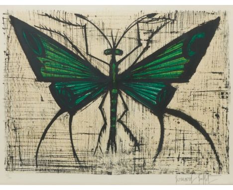 Bernard Buffet1928 Paris - 1999 Tourtour - "Papillon Vert" (green Butterfly) - (1964) Farblithografie/Papier. 139/150. 48 x 6