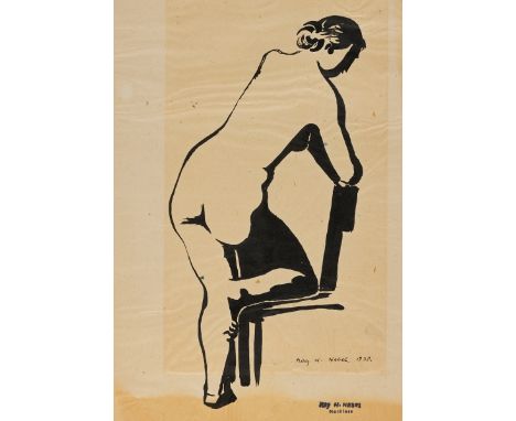 Kay Heinrich Nebel1888 Loitmark/Eckernförde - 1953 Kassel - Weiblicher Akt - Tusche/Papier. 31,9 x 24 cm. Sign. u. dat. r. u.