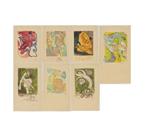 Josef Vachal1884 Milavce - 1969 Studenany Konvolut - Figürliche Szenen - 7 Farbholzschnitte/Papier. Je ca. 22 x 14 cm, je 35 