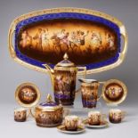 12tlg. Mokkaservice im Wiener Stil für 4 Personen - tanzende Faun. Bohemia, Keramische Werke, Neuroh