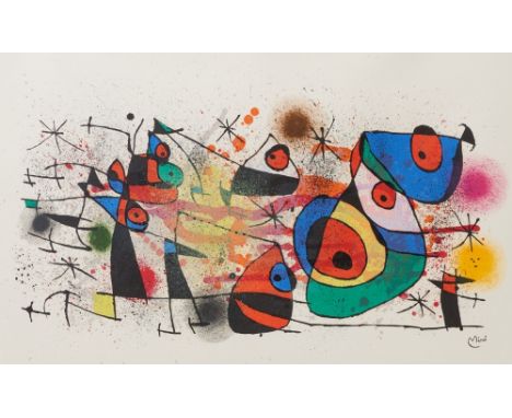 Joan Miró1893 Barcelona - 1983 Palma - "Céramiques (la Fête, grande Composition)" - Farblithografie/Papier. 42 x 62 cm, 44 x 