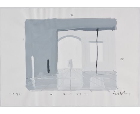 Ben Willikens1939 Leipzig - "Raum 45" - Gouache/Papier. 29,8 x 41,8 cm. Sign. r. u.: Willikens. Dat. l. u.: 1996. Betit. m. u