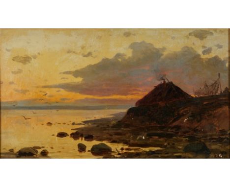 Julius Sergius von Klever (russisch Juli Juliewitsch Klever)1850 Dorpat - 1924 Leningrad - Hütte am See bei aufgehender Sonne