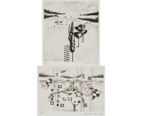 Horst Skodlerrak1920 Jugnaten - 2001 Lübeck Konvolut (in Originalmappe) - Landschaft - Radierung/Papier. 14/300. 16 x 14,7 cm