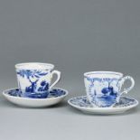 2 Tassen und Untertassen - Delfter Motive. Friedrich Christian Greiner & Söhne, Rauenstein 1894 - ca