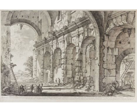 Giovanni Battista Piranesi1720 Venedig - 1778 Rom - "Veduta del piano superiore del Serraglio delle fiere (...)" - Radierung/