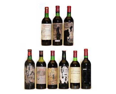 Assorted Red Bordeaux to include: Chateau Bourgneuf, Pomerol, 1982, one bottle; Chateau La Tour Du Cauze, Saint Emilion Grand