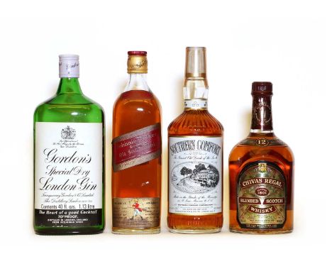 Assorted Spirits to include: Johnnie Walker, Red Label, Old Scotch Whisky, 1970s bottling, 70 proof, 26 2/3 fl. ozs, one bott