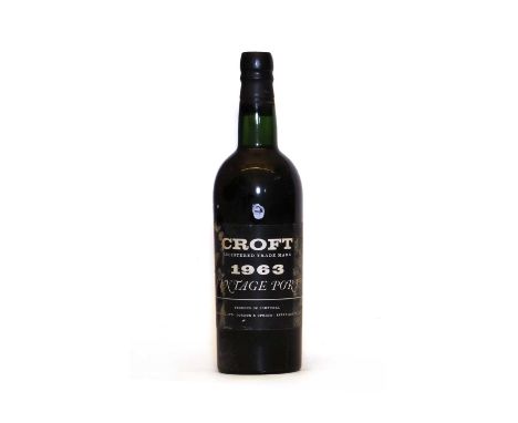 Croft, Vintage Port, 1963, one bottleCondition report: BN