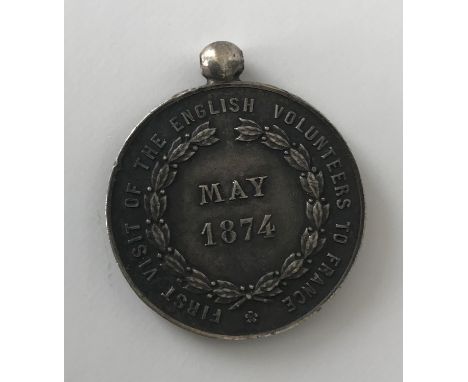 FIRST VISIT OF THE BRITISH VOLUNTEERS TO FRANCE MAY 1874 SOCIETE HAVRAISE DE TIR MEDAL App.size: 2.5cm App.weight: 9g