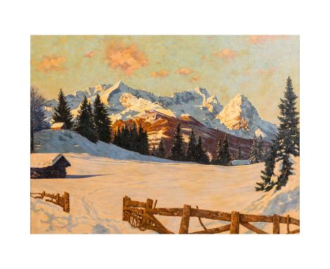   DEGEN, KARL (XIX-XX) "Wettersteingebirge"  Öl auf Leinwand, bez. und sig."Wetterstein, K. Degen", HxB: 61/81 cm., Rahmen, l