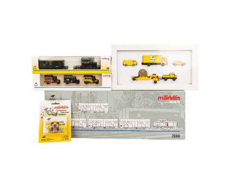  MÄRKLIN/WIKING 5-tlg Zug- und Modellfahrzeug-Set "500 Jahre Post", Spur H0,  bestehend aus Zugpackung 2690, bestehend aus r