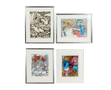   CHAGALL, MARC (1887-1985), 4 Graphiken,  1x Farbholzstich aus der Folge "Poèmes", Auflage lt. Etikett 226 Exemplare, HxB: P