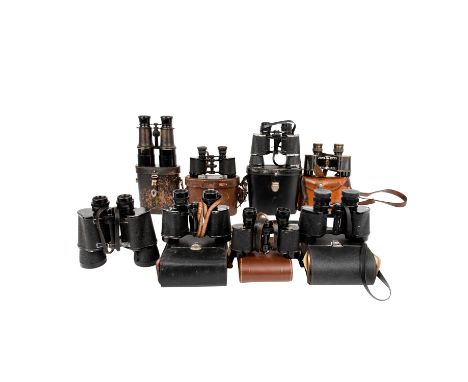   KONVOLUT 8 FERNGLÄSER,  Voigtländer &amp; Sohn 1WK; Panora universal 8x25; Kern AARAF Schweiz Armee model 1946; Seeadler Nü