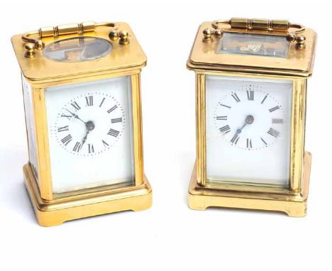 TWENTIETH CENTURY FRENCH BRASS CARRIAGE CLOCK
unsigned single train movement with lever platform escapement, the white dial w