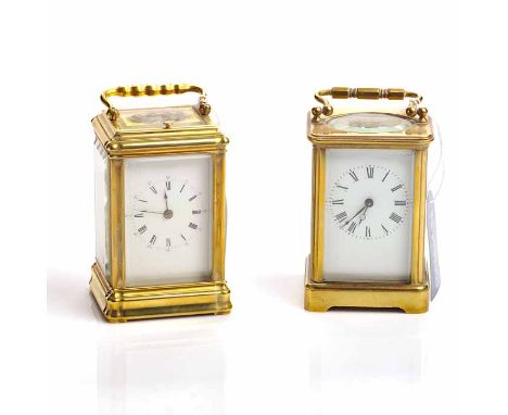 NINETEENTH CENTURY REPEATING BRASS CARRIAGE CLOCK
the two train eight day repeating movement numbered 394, the silvered lever