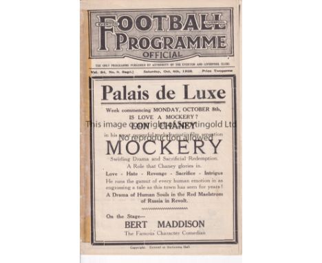 ARSENAL     Away programme v Everton 6/10/1928. Tape at spine. Ex Bound Volume. No writing.   Fair to generally good