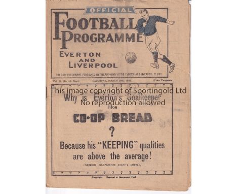 ARSENAL     Away programme v Everton 16/3/1935. Also covers Liverpool Reserves v Sheffield United Reserves. Some very light t