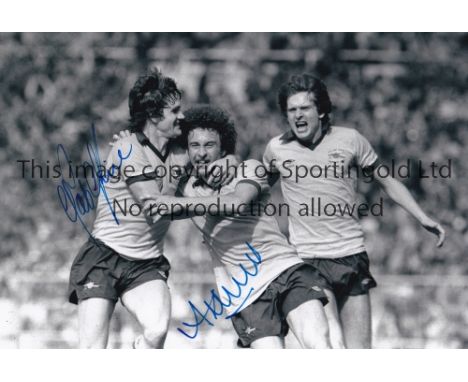ARSENAL  Autographed 12 x 8 photo of Alan Sunderland celebrating his winning goal with Pat Rice in the 1979 FA Cup Final, sig