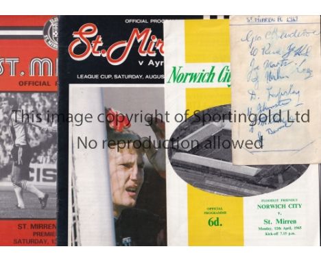 ST. MIRREN / AUTOGRAPHS     An album sheet with 9 autographs from 1949 plus Scottish Cup Semi-Final programme v Celtic 4/4/19