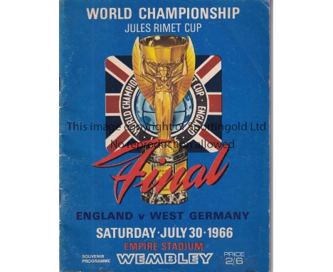 1966 WORLD CUP FINAL       Programme for England v West Germany 30/7/1966 with England team entered in light pencil.    Gener
