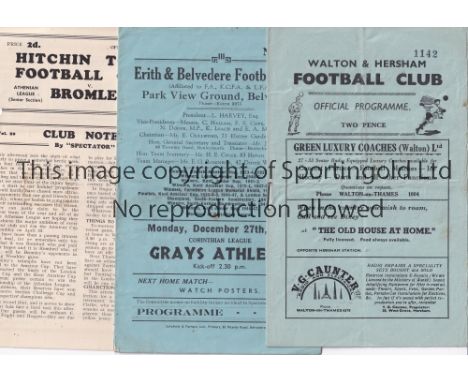 NON-LEAGUE FOOTBALL PROGRAMMES 1940'S      Twelve sub-standard programmes: Walton &amp; Hersham v Erith &amp; Belvedere 16/10