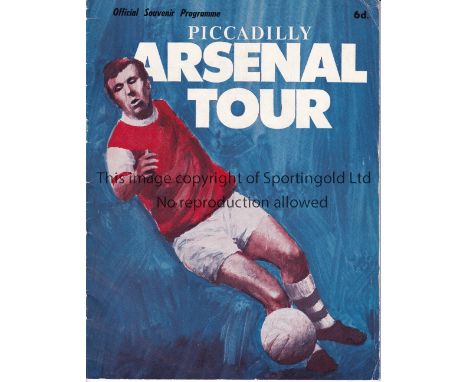 ARSENAL       Official programme for the away Friendly v. Floriana in Malta 18/5/1969. This is the scarce blue cover official