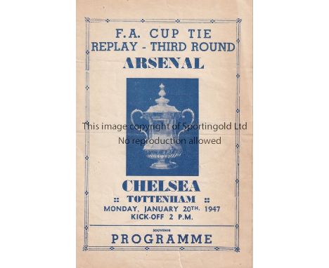 ARSENAL V CHELSEA AT TOTTENHAM 1947    Pirate programme issued by T. Ross for the FA Cup tie at Tottenham Hotspur FC 20/1/194