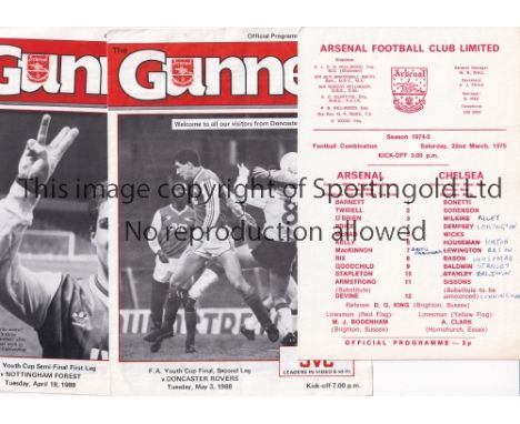 ARSENAL      Seven home programmes including four single sheet home Reserve team programmes v. Norwich City 82/3 and 85/6, Ip