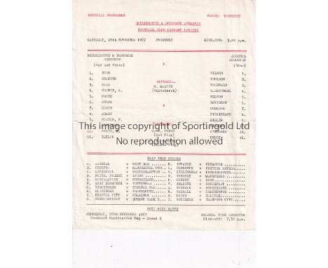 ARSENAL     Single sheet programme for the away Friendly v. Bournemouth 25/11/1967, horizontal fold.    Generally good