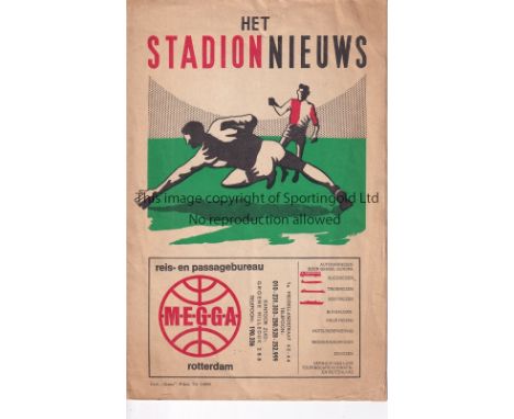 ARSENAL     Programme for the away Friendly v. Feyenoord 14/11/1967, slightly creased.      Generally good