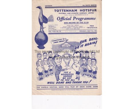 TOTTENHAM HOTSPUR / FESTIVAL OF BRITAIN       Home programme v. FC Austria 7/5/1951, slightly creased and team changes.    Ge