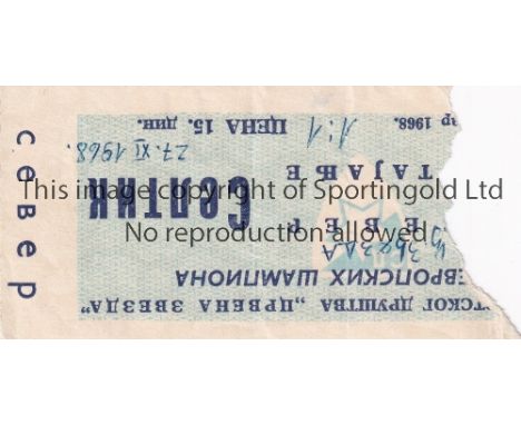 RED STAR BELGRADE V CELTIC 1968     Ticket for the European Cup tie in Belgrade 27/11/1968 with the score and date written ne