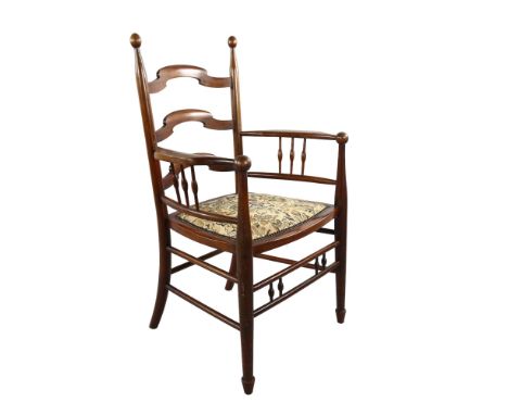 Attributed to William Birch for Liberty & Co, highly stylised ladder-back armchair with spindled decorationGood original cond