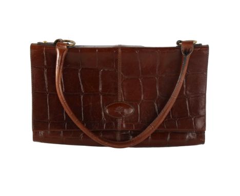MULBERRY - a Vintage leather simulated crocodile handbag, length 30cm, 