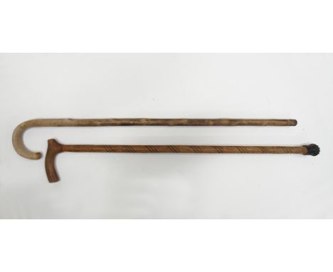 Two vintage walking sticks L85cm and L89cm. (2)